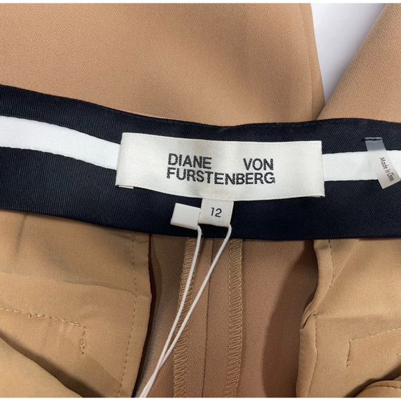 Diane von Furstenberg Camel Pleat Front Pants Size 12 - Picture 4 of 10